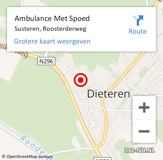 Locatie op kaart van de 112 melding: Ambulance Met Spoed Naar Susteren, Roosterderweg op 17 augustus 2014 09:18