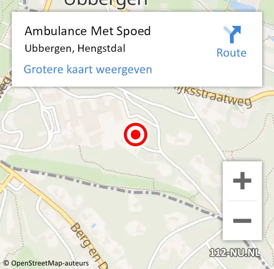 Locatie op kaart van de 112 melding: Ambulance Met Spoed Naar Ubbergen, Hengstdal op 28 februari 2023 09:23