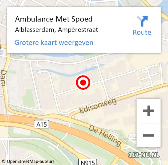 Locatie op kaart van de 112 melding: Ambulance Met Spoed Naar Alblasserdam, Ampèrestraat op 28 februari 2023 09:27