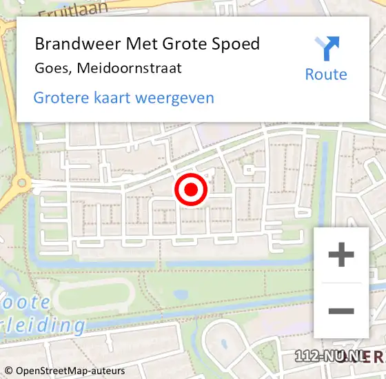 Locatie op kaart van de 112 melding: Brandweer Met Grote Spoed Naar Goes, Meidoornstraat op 28 februari 2023 09:29