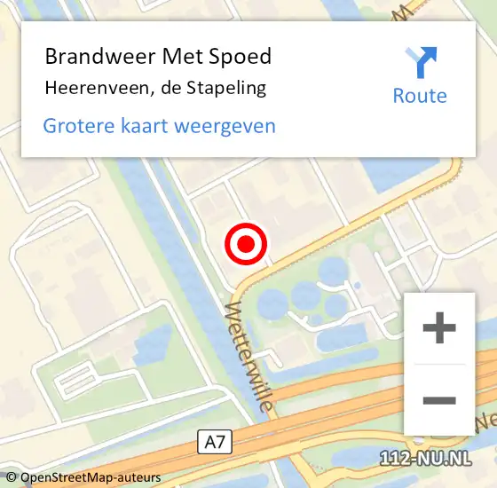 Locatie op kaart van de 112 melding: Brandweer Met Spoed Naar Heerenveen, de Stapeling op 28 februari 2023 09:46