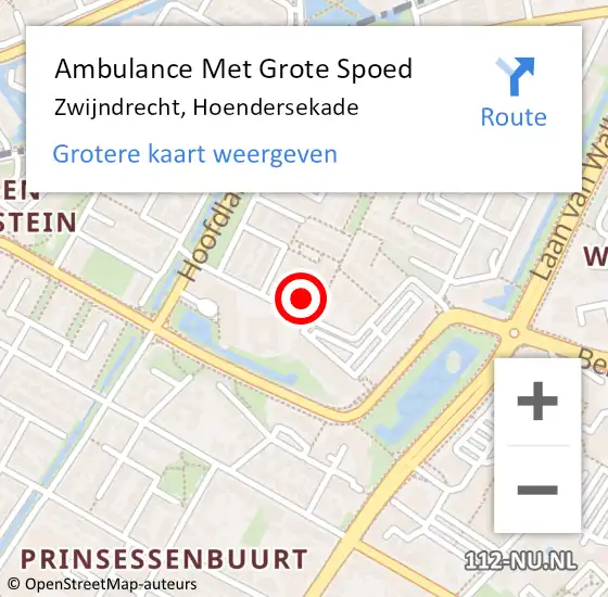 Locatie op kaart van de 112 melding: Ambulance Met Grote Spoed Naar Zwijndrecht, Hoendersekade op 28 februari 2023 10:08