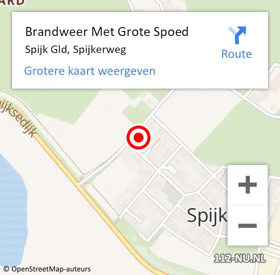 Locatie op kaart van de 112 melding: Brandweer Met Grote Spoed Naar Spijk Gld, Spijkerweg op 28 februari 2023 10:44