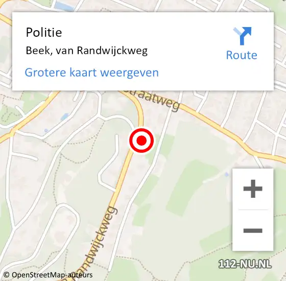 Locatie op kaart van de 112 melding: Politie Beek, van Randwijckweg op 28 februari 2023 11:03