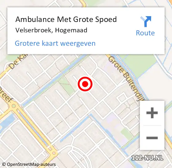 Locatie op kaart van de 112 melding: Ambulance Met Grote Spoed Naar Velserbroek, Hogemaad op 28 februari 2023 11:23
