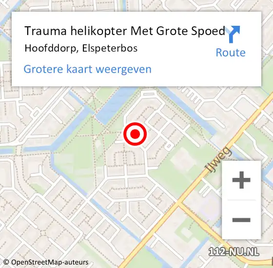 Locatie op kaart van de 112 melding: Trauma helikopter Met Grote Spoed Naar Hoofddorp, Elspeterbos op 28 februari 2023 11:24