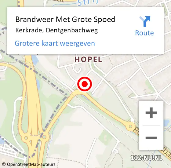 Locatie op kaart van de 112 melding: Brandweer Met Grote Spoed Naar Kerkrade, Dentgenbachweg op 28 februari 2023 11:27