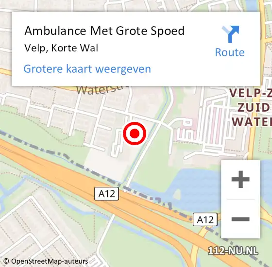 Locatie op kaart van de 112 melding: Ambulance Met Grote Spoed Naar Velp, Korte Wal op 28 februari 2023 11:33