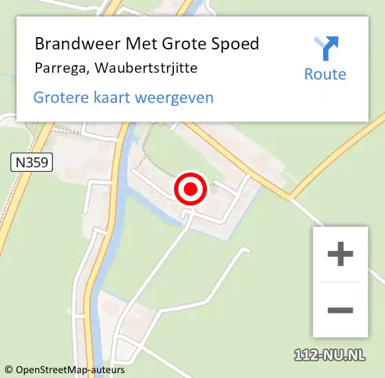 Locatie op kaart van de 112 melding: Brandweer Met Grote Spoed Naar Parrega, Waubertstrjitte op 28 februari 2023 11:33