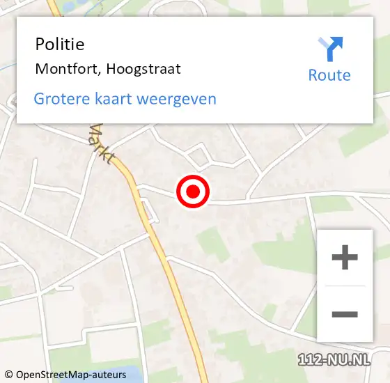 Locatie op kaart van de 112 melding: Politie Montfort, Hoogstraat op 28 februari 2023 11:53
