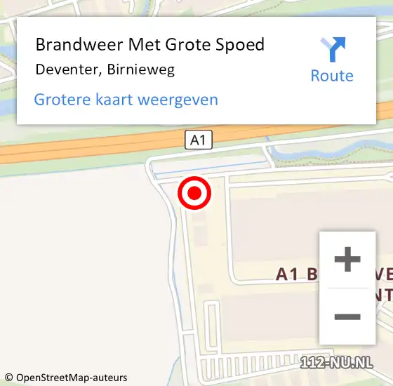 Locatie op kaart van de 112 melding: Brandweer Met Grote Spoed Naar Deventer, Birnieweg op 28 februari 2023 12:03