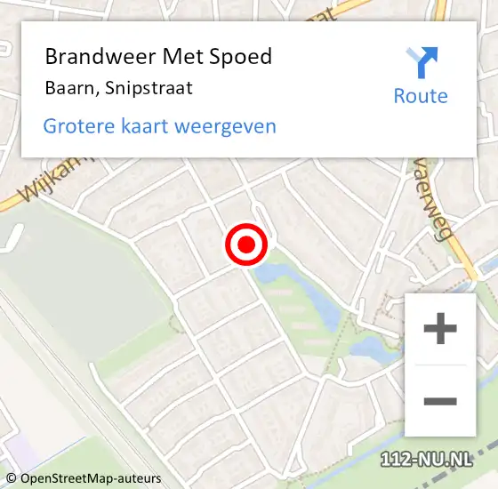 Locatie op kaart van de 112 melding: Brandweer Met Spoed Naar Baarn, Snipstraat op 28 februari 2023 12:07