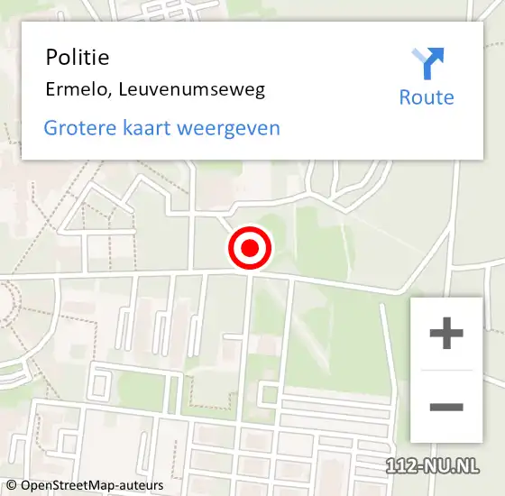 Locatie op kaart van de 112 melding: Politie Ermelo, Leuvenumseweg op 28 februari 2023 12:11