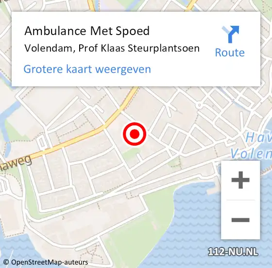 Locatie op kaart van de 112 melding: Ambulance Met Spoed Naar Volendam, Prof Klaas Steurplantsoen op 28 februari 2023 12:34