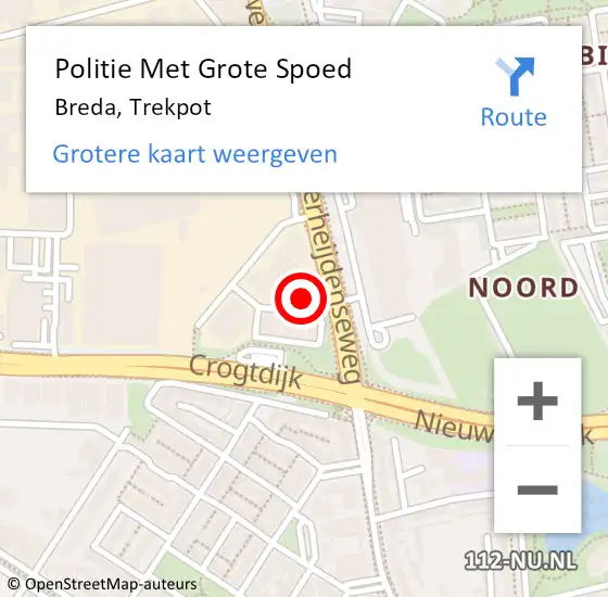 Locatie op kaart van de 112 melding: Politie Met Grote Spoed Naar Breda, Trekpot op 28 februari 2023 12:36