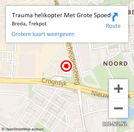 Locatie op kaart van de 112 melding: Trauma helikopter Met Grote Spoed Naar Breda, Trekpot op 28 februari 2023 12:39