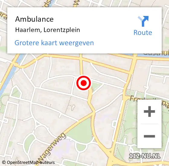 Locatie op kaart van de 112 melding: Ambulance Haarlem, Lorentzplein op 28 februari 2023 12:43