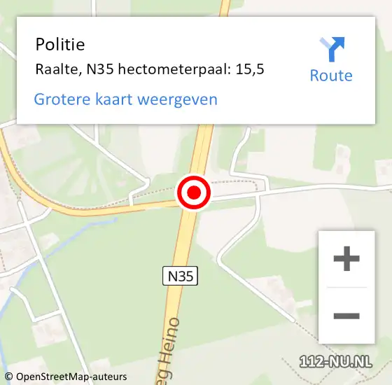 Locatie op kaart van de 112 melding: Politie Raalte, N35 hectometerpaal: 15,5 op 28 februari 2023 12:47