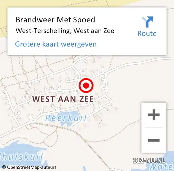 Locatie op kaart van de 112 melding: Brandweer Met Spoed Naar West-Terschelling, West aan Zee op 28 februari 2023 12:48
