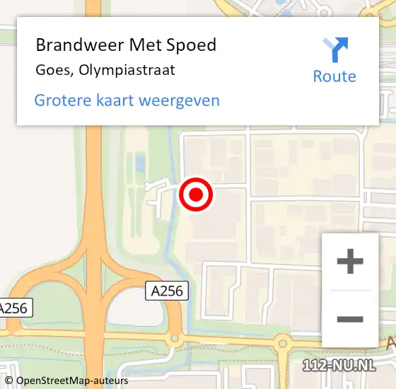 Locatie op kaart van de 112 melding: Brandweer Met Spoed Naar Goes, Olympiastraat op 28 februari 2023 13:17