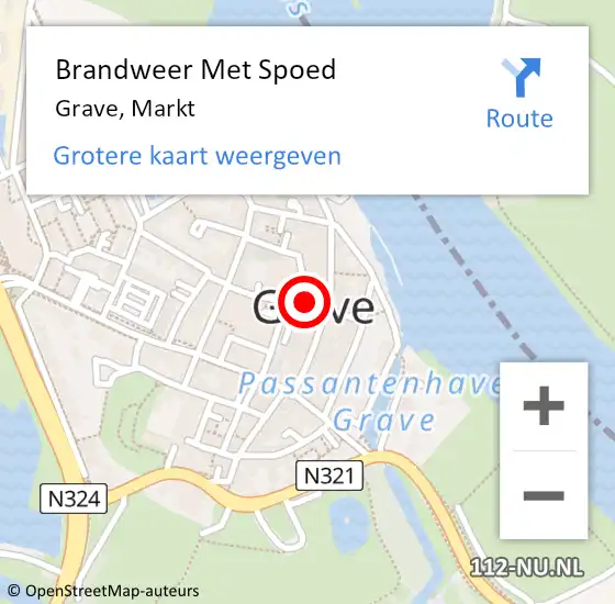 Locatie op kaart van de 112 melding: Brandweer Met Spoed Naar Grave, Markt op 28 februari 2023 13:25