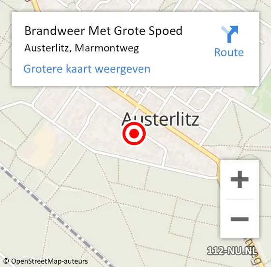 Locatie op kaart van de 112 melding: Brandweer Met Grote Spoed Naar Austerlitz, Marmontweg op 28 februari 2023 13:33