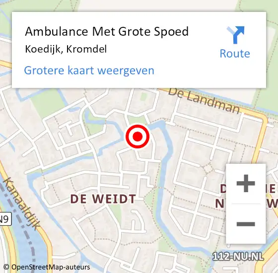 Locatie op kaart van de 112 melding: Ambulance Met Grote Spoed Naar Koedijk, Kromdel op 28 februari 2023 13:33