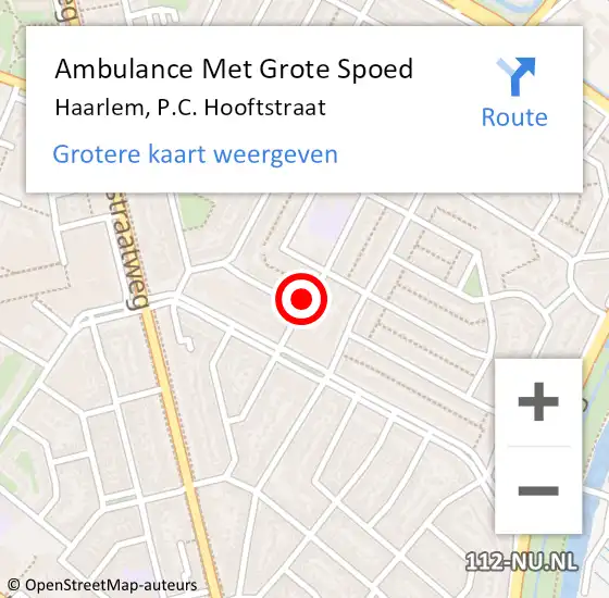 Locatie op kaart van de 112 melding: Ambulance Met Grote Spoed Naar Haarlem, P.C. Hooftstraat op 28 februari 2023 13:39