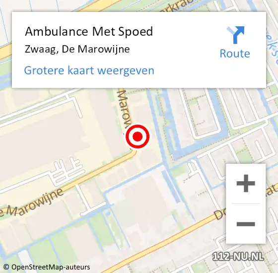 Locatie op kaart van de 112 melding: Ambulance Met Spoed Naar Zwaag, De Marowijne op 28 februari 2023 13:55