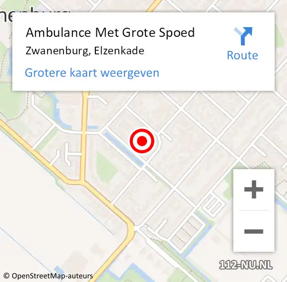 Locatie op kaart van de 112 melding: Ambulance Met Grote Spoed Naar Zwanenburg, Elzenkade op 28 februari 2023 14:09