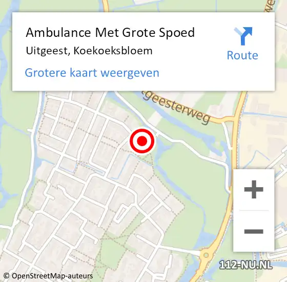 Locatie op kaart van de 112 melding: Ambulance Met Grote Spoed Naar Uitgeest, Koekoeksbloem op 17 augustus 2014 10:14