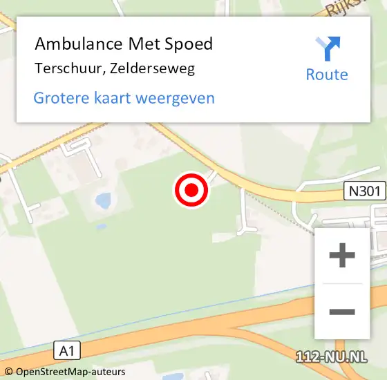 Locatie op kaart van de 112 melding: Ambulance Met Spoed Naar Terschuur, Zelderseweg op 28 februari 2023 14:27