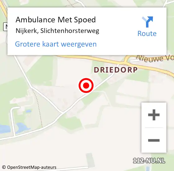Locatie op kaart van de 112 melding: Ambulance Met Spoed Naar Nijkerk, Slichtenhorsterweg op 28 februari 2023 14:42