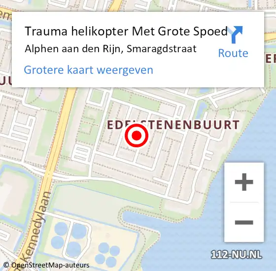 Locatie op kaart van de 112 melding: Trauma helikopter Met Grote Spoed Naar Alphen aan den Rijn, Smaragdstraat op 28 februari 2023 14:56