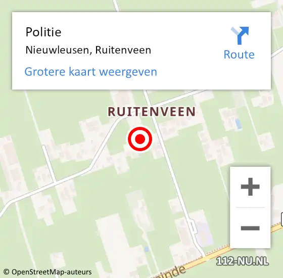 Locatie op kaart van de 112 melding: Politie Nieuwleusen, Ruitenveen op 28 februari 2023 15:11