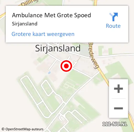 Locatie op kaart van de 112 melding: Ambulance Met Grote Spoed Naar Sirjansland op 28 februari 2023 15:11