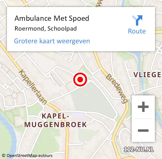 Locatie op kaart van de 112 melding: Ambulance Met Spoed Naar Roermond, Schoolpad op 28 februari 2023 15:18