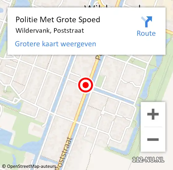 Locatie op kaart van de 112 melding: Politie Met Grote Spoed Naar Wildervank, Poststraat op 28 februari 2023 16:10