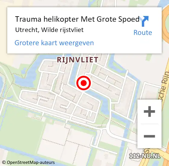 Locatie op kaart van de 112 melding: Trauma helikopter Met Grote Spoed Naar Utrecht, Wilde rijstvliet op 28 februari 2023 16:18