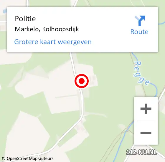 Locatie op kaart van de 112 melding: Politie Markelo, Kolhoopsdijk op 28 februari 2023 16:34