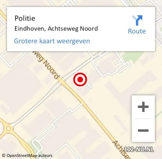 Locatie op kaart van de 112 melding: Politie Eindhoven, Achtseweg Noord op 28 februari 2023 16:42