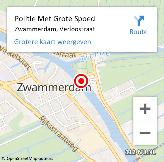 Locatie op kaart van de 112 melding: Politie Met Grote Spoed Naar Zwammerdam, Verloostraat op 28 februari 2023 17:01