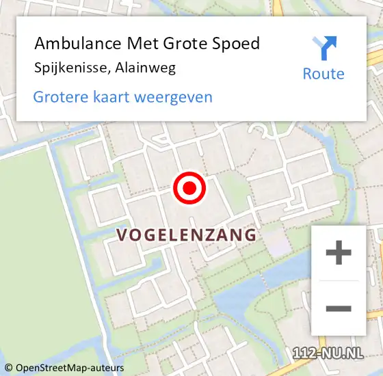 Locatie op kaart van de 112 melding: Ambulance Met Grote Spoed Naar Spijkenisse, Alainweg op 28 februari 2023 17:17