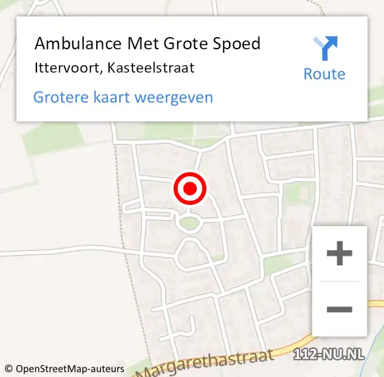 Locatie op kaart van de 112 melding: Ambulance Met Grote Spoed Naar Ittervoort, Kasteelstraat op 28 februari 2023 17:42