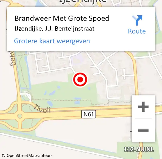 Locatie op kaart van de 112 melding: Brandweer Met Grote Spoed Naar IJzendijke, J.J. Benteijnstraat op 28 februari 2023 17:44