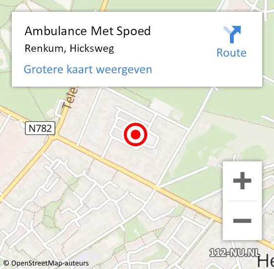 Locatie op kaart van de 112 melding: Ambulance Met Spoed Naar Renkum, Hicksweg op 28 februari 2023 18:02