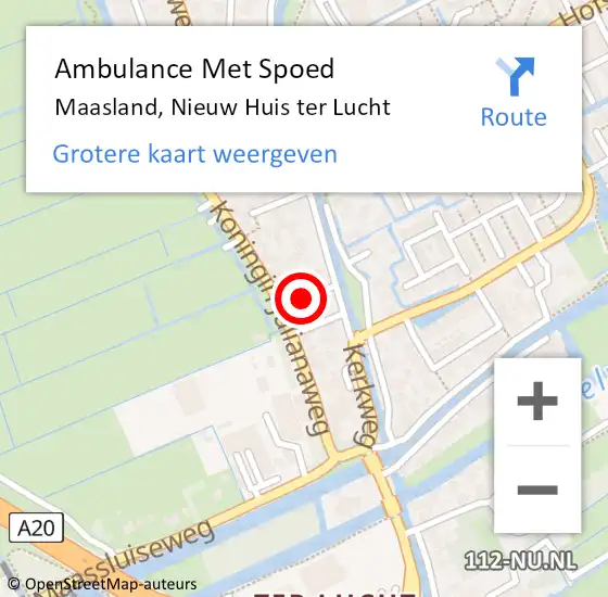 Locatie op kaart van de 112 melding: Ambulance Met Spoed Naar Maasland, Nieuw Huis ter Lucht op 28 februari 2023 18:15