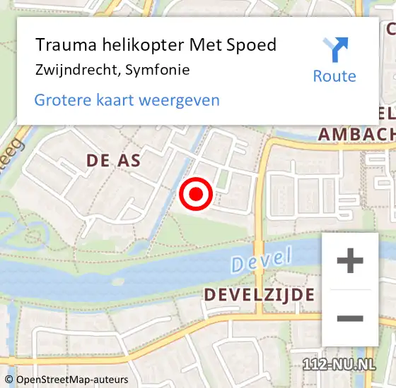 Locatie op kaart van de 112 melding: Trauma helikopter Met Spoed Naar Zwijndrecht, Symfonie op 28 februari 2023 18:26