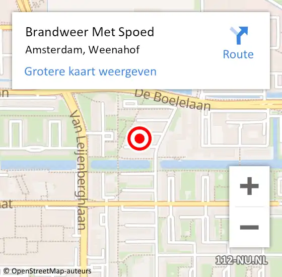 Locatie op kaart van de 112 melding: Brandweer Met Spoed Naar Amsterdam, Weenahof op 28 februari 2023 19:02