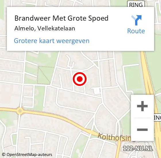 Locatie op kaart van de 112 melding: Brandweer Met Grote Spoed Naar Almelo, Vellekatelaan op 28 februari 2023 19:32